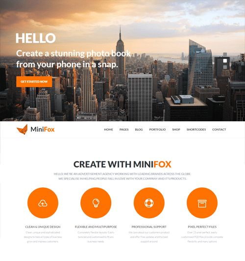 minifox onepage and multipage html template