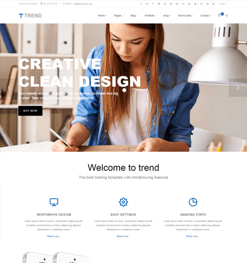 Trend html template with page builder